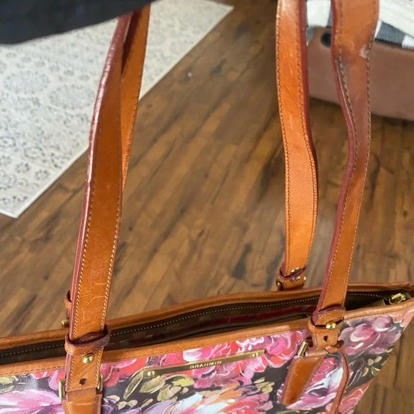 Brahmin leather Asher pink Hemingway pattern tote lightly used. - Picture 7 of 16